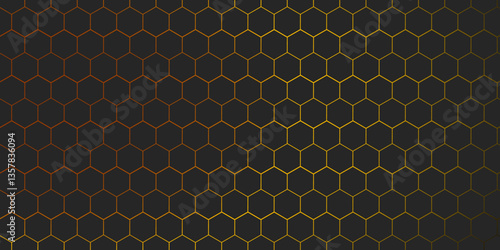 Hexagonal abstract metal background with light