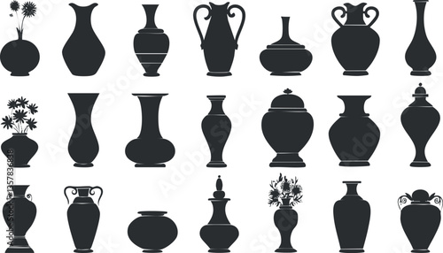Collection of various vase silhouettes in different shapes and styles.