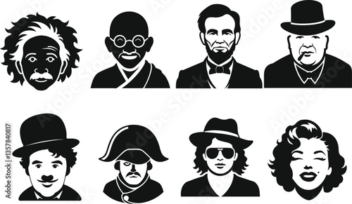 Famous Icons Silhouette Set – Historical and Pop Culture Legends