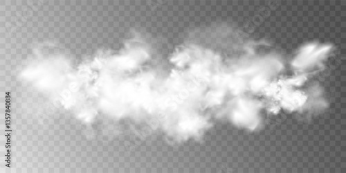 Vector realistic cloud, smoke or fog on isolated transparent background. Cloud png. Cloud, smoke, fog png