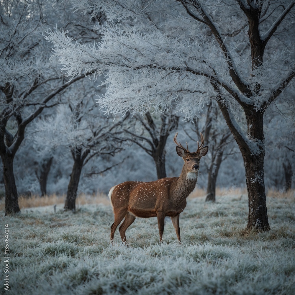 Fototapeta premium deer in the snow