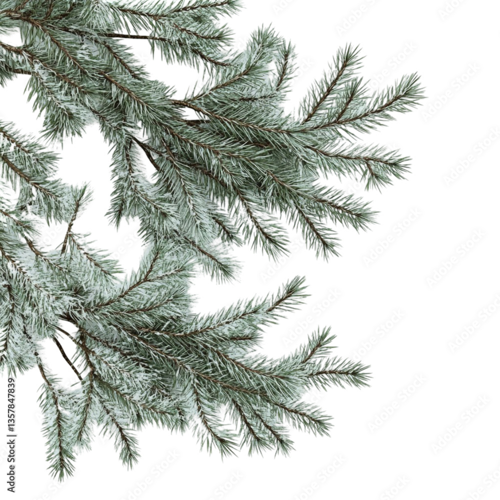 Obraz premium Frosty Pine Branch Winter Wonderland Peaceful Serenity
