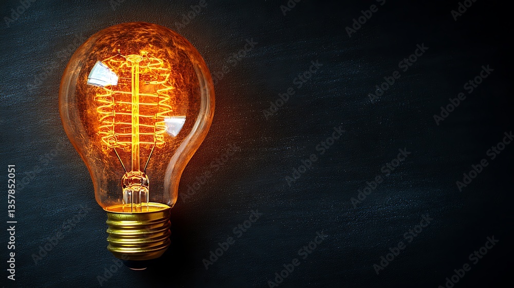 Glowing Filament: Abstract Lightbulb Idea Concept on Dark Background, Creativity and Inspiration, Innovation and Invention.