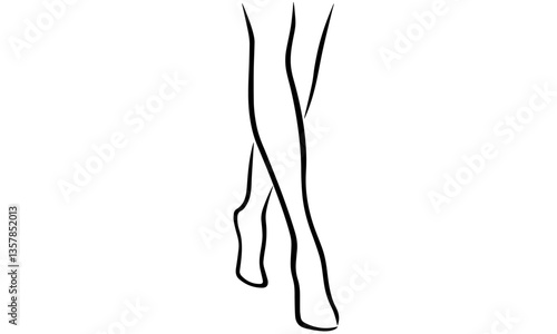 human hand isolated on white, Abstract Outline OF Women Walking Bare foot