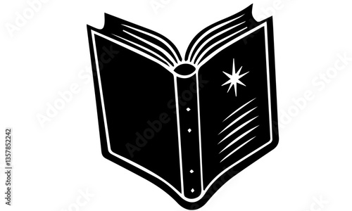 black book with a gold ribbon, Book Silhouette Vector Illustration