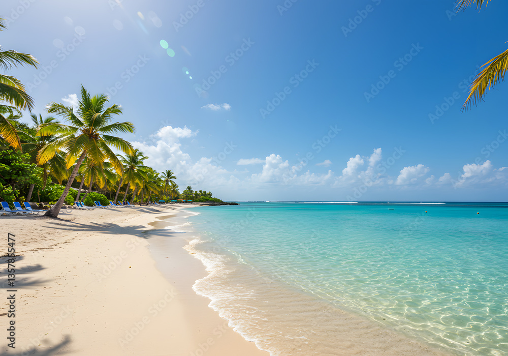 Fototapeta premium Tropical Beach with Palm Trees