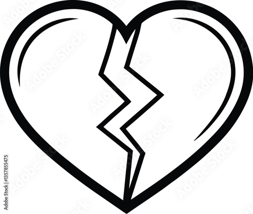  Broken heart silhouette, heartbreak / broken heart or divorce flat icon for apps and websites 