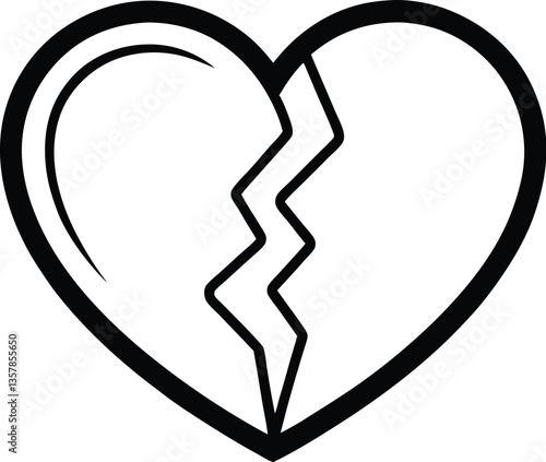  Broken heart silhouette, heartbreak / broken heart or divorce flat icon for apps and websites 