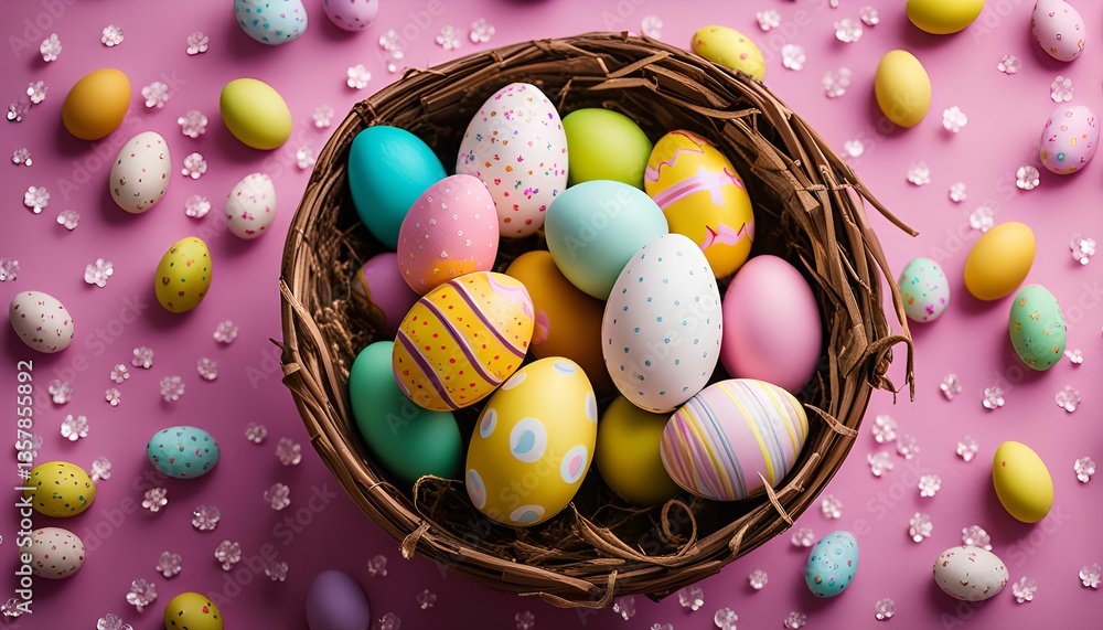 Easter Eggs Nestled in a Basket Easter Eggs Nestled in a Basket