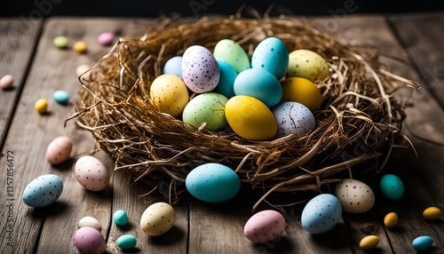 Easter Eggs Nestled in a Bird's Nest