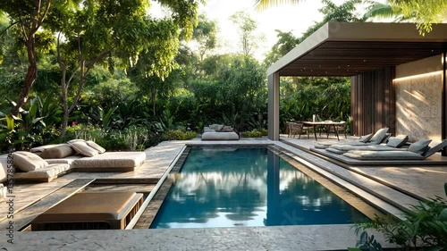 Wallpaper Mural Luxury Poolside Oasis: Tranquility in a Lush Garden Setting Torontodigital.ca