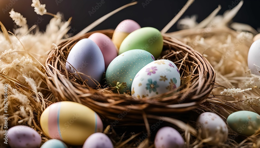 Obraz premium Easter Eggs in a Nest