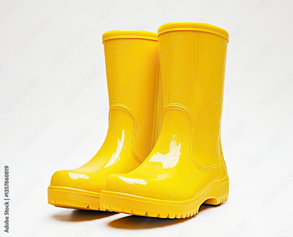 Pair of bright yellow rain boots (1) Pair of bright yellow rain boots (1)