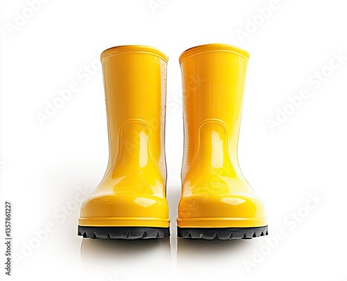 Pair of bright yellow rain boots (3)