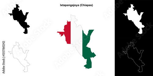 Ixtapangajoya municipality (Chiapas) outline map set