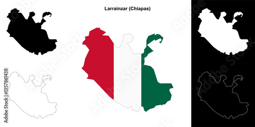 Larrainzar municipality (Chiapas) outline map set