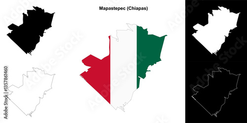Mapastepec municipality (Chiapas) outline map set