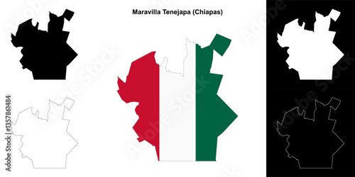 Maravilla Tenejapa municipality (Chiapas) outline map set