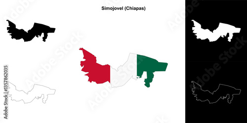 Simojovel municipality (Chiapas) outline map set