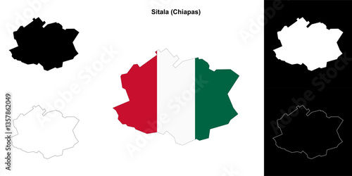 Sitala municipality (Chiapas) outline map set