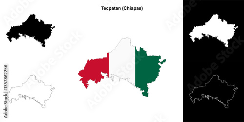Tecpatan municipality (Chiapas) outline map set