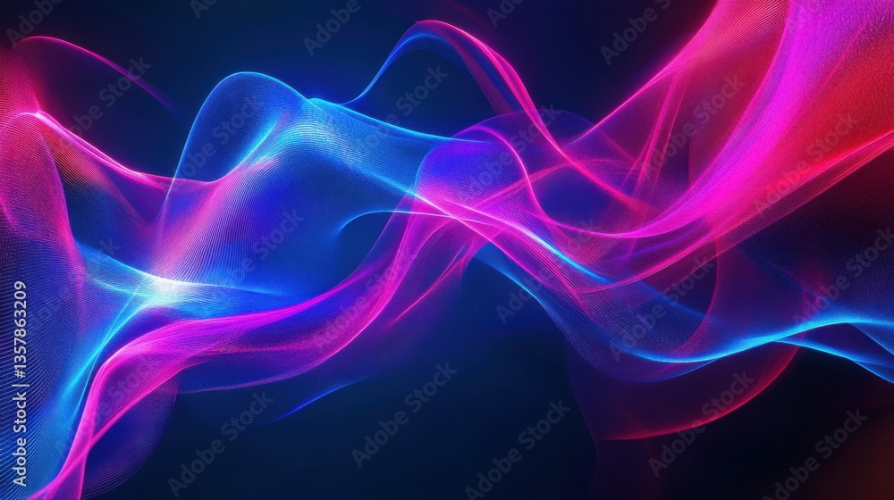 Glowing neon waves of energy flowing in abstract motion, smooth curves and fluid lines in deep electric blue, magenta, and cyan, futuristic and dynamic digital art. Glowing neon waves of energy flowing in abstract motion, smooth curves and fluid lines in deep electric blue, magenta, and cyan, futuristic and dynamic digital art.