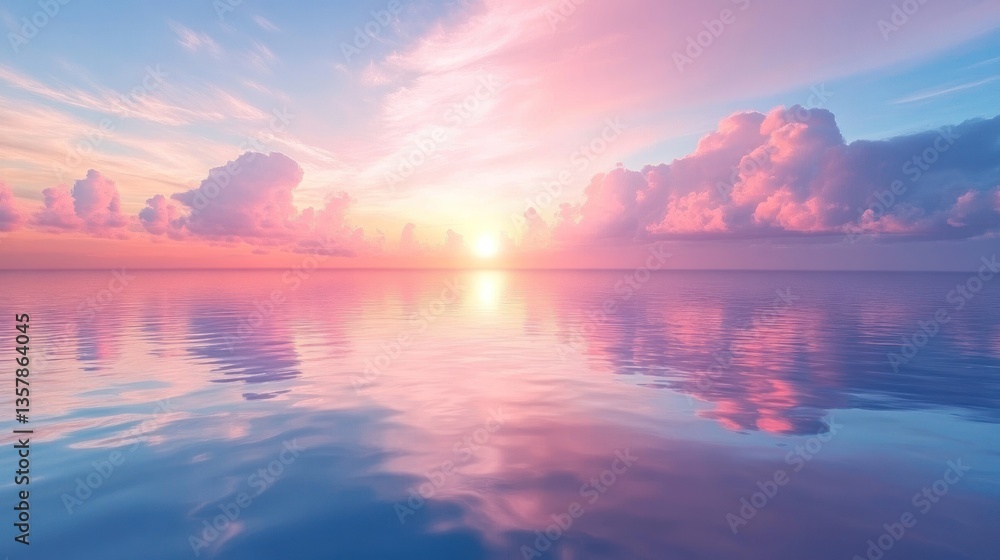 Tranquil Sunset Reflection: Serene Ocean at Dusk Tranquil Sunset Reflection: Serene Ocean at Dusk