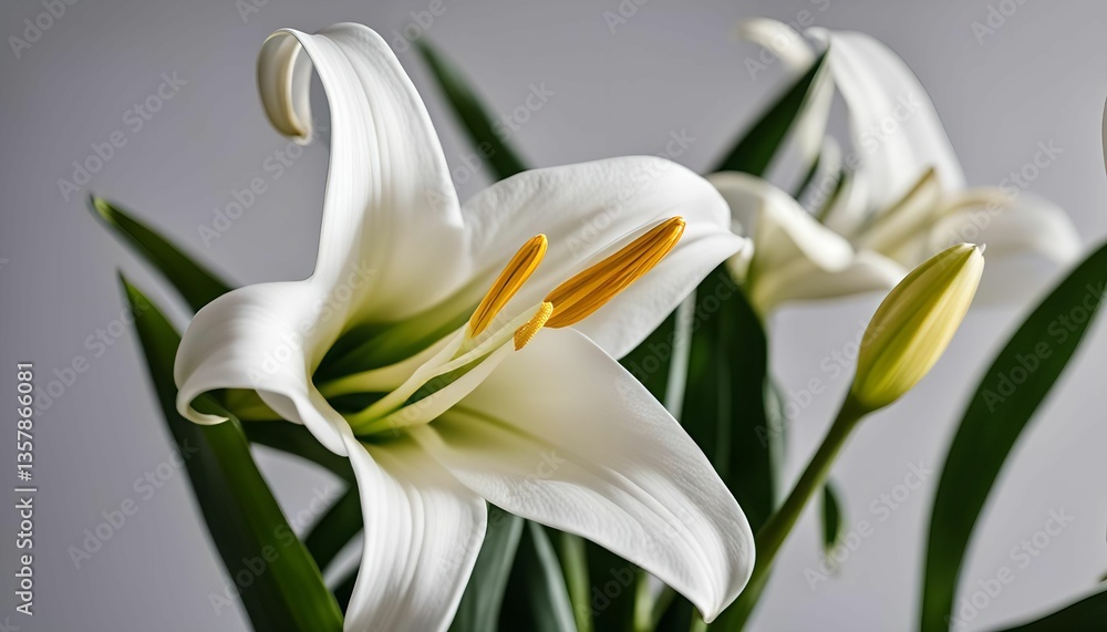Fototapeta premium A Delicate White Lily in Bloom