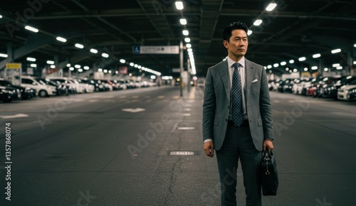 Wallpaper Mural Asian businessman in a parking garage, confident and determined, Torontodigital.ca