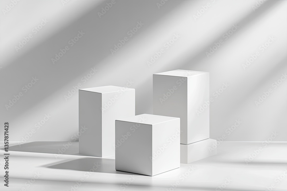 Minimalist white cube display podiums Minimalist white cube display podiums