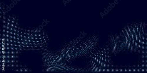 Halftone Dotted Abstract Background Design. Dark Blue Halftone Dots Digital Texture. Halftone. Vector. 