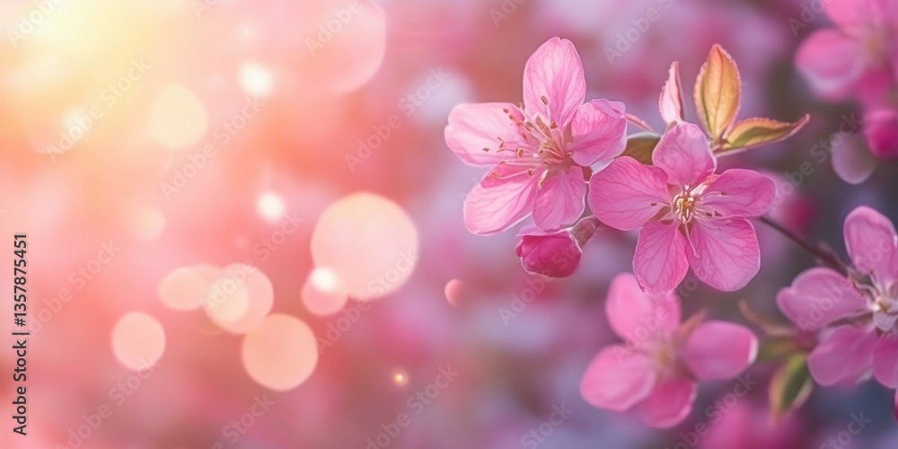 Delicate Pink Blossoms Illuminated By Soft Sunlight Delicate Pink Blossoms Illuminated By Soft Sunlight