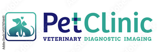 Logo Design Pet Clinic Dog Cat Hospital Heart Love veterinary ultrasound scan laboratory diagnostic tests Health animals symbol