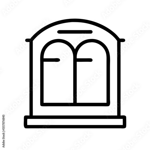 Outline of a window with arches in a minimalist style