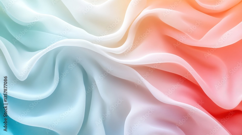 Fototapeta premium Abstract gradient background with white to soft lavender, teal and coral, featuring a smooth blend, ideal for modern and elegant designs.