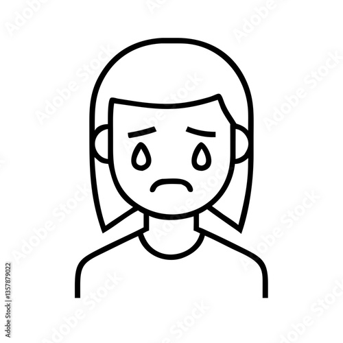 Sad girl with tears on white background