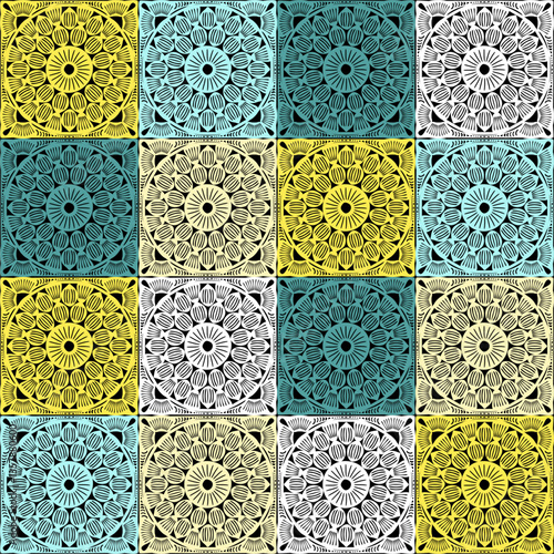 Pattern with crochet granny square wallpaper handmade decorative art design print