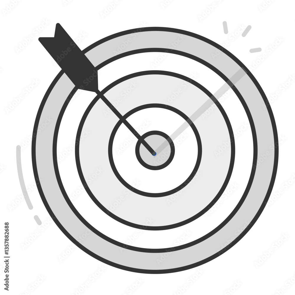 Business Goal Achievement Target with Arrow Hitting Bullseye Solid Icon Business Goal Achievement Target with Arrow Hitting Bullseye Solid Icon