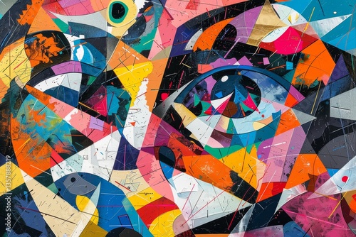 Exploring perception through vibrant abstract shapes and forms in a dynamic color composition