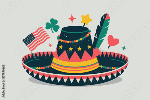 Colorful hat, sombrero, cinco de mayo concept