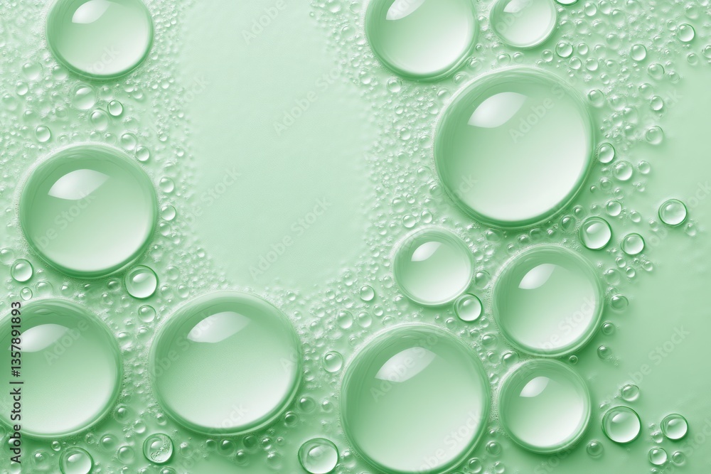 Green Liquid Drops Background With Bubbles Green Liquid Drops Background With Bubbles