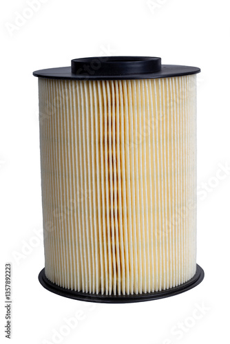 Air filter made of paper. The filter element is used in a car. Close-up.