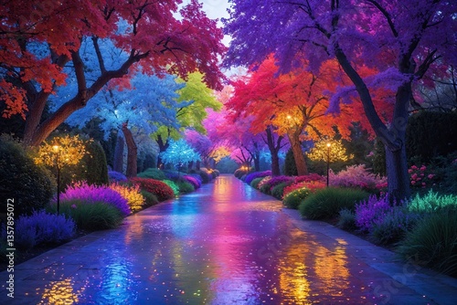 Enchanted Multicolor Panorama with Lively Glittering Colors