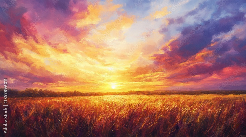 Sunrise paints sky golden light. Generative AI Sunrise paints sky golden light. Generative AI