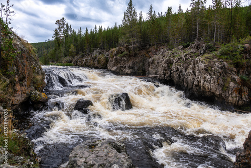 Cascades of the Firehole tumbling over the rocks