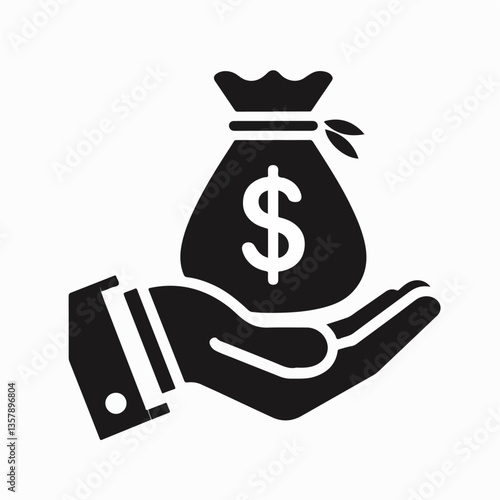 vector illustration icon hand holding money bag