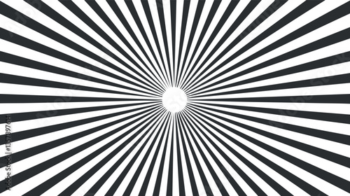 Abstract black and white radial pattern with optical illusion effect.
