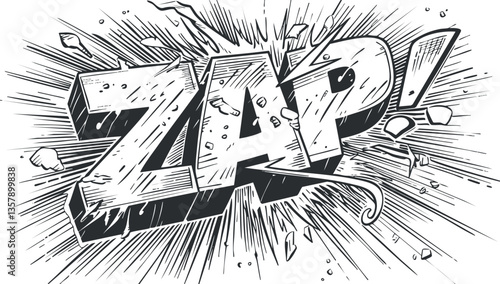Comic-style 'Zap!' sound effect with explosive burst illustration.
