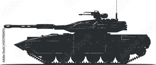 Silhouette of a military tank showcasing its armored structure and weaponry.