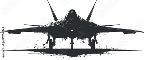 Silhouette of a stealth fighter jet on a white background.